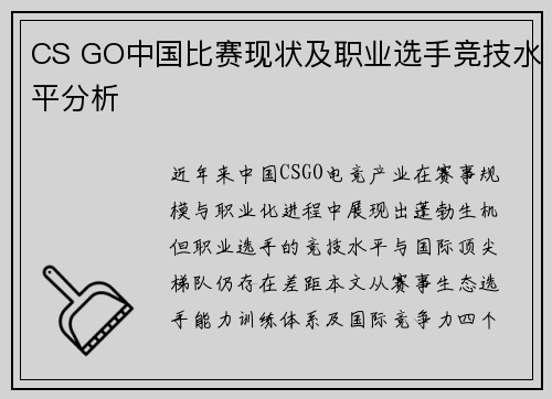 CS GO中国比赛现状及职业选手竞技水平分析